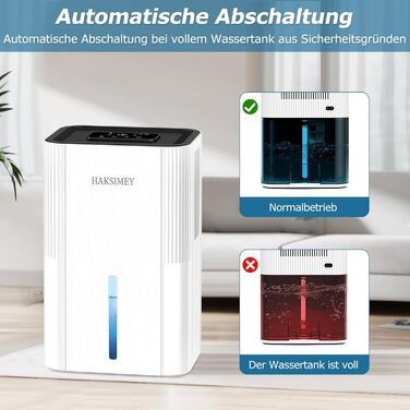 Електричний осушувач повітря 2800 мл | Тихий осушувач для дому з авто-розморожуванням та таймером | Осушувач для підвалу, ванної кімнати | 7-кольорове LED підсвічування з нічним режимом, 500 мл/на добу