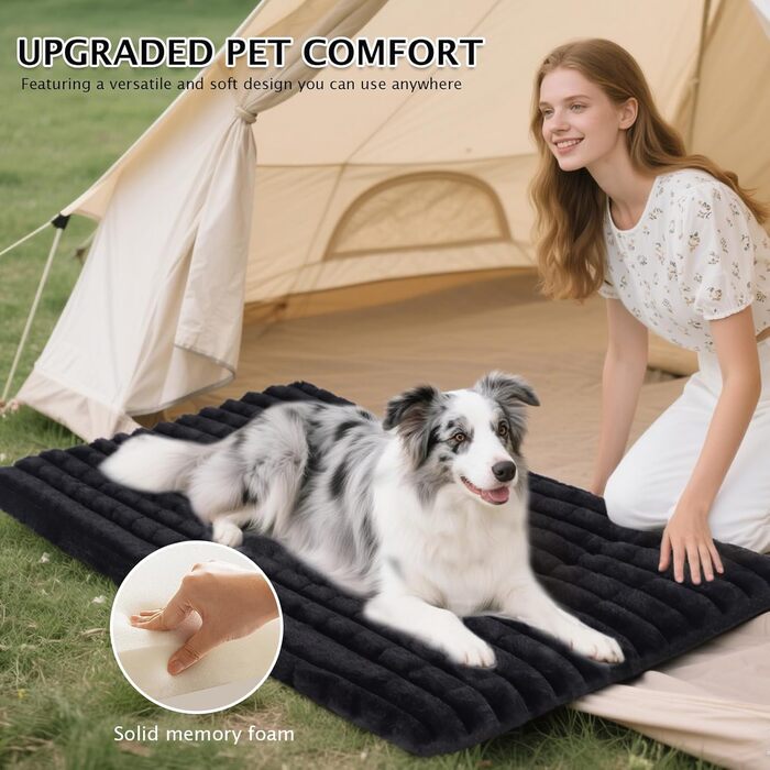 М'яке ортопедичне ліжко для собак BVAGSS, 75x50 см, чорне. Лежанка для собак, миється, з неслизьким дном, плюшеве ліжко для маленьких, середніх та великих собак.