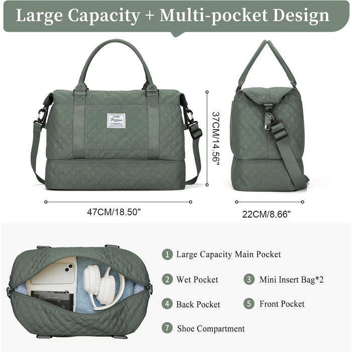Спортивна сумка для подорожей Easyjet: водонепроникна дорожня сумка для жінок з відділенням для взуття, 47x37x22 см (38 л)