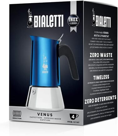 Еспресо-машина Bialetti Venus Induction - італійська якість, нержавіюча сталь, 4 чашки, срібляста