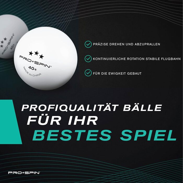 PRO SPIN Table Tennis Balls - 3 Star 40+ White Table Tennis Balls | High-Quality ABS Training Balls | Durable for Indoor & Outdoor Use, Competition & Play - 60 Pack