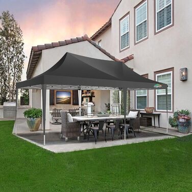 COBIZI Pavilion 3x3 Waterproof, Stable, Winter-Proof Party Tent, Folding Pavilion 3.0, 100% Waterproof and UV 50+ Portable High-End Portability Garden Pavilion (Black, 3x6 with 6 Side Walls)