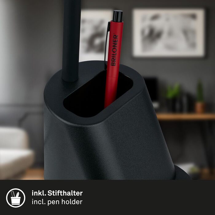 LED лампа BRILONER настільна бездротова з торшетом, поворотна, регульована, з можливістю заміни джерела світла, 38,5 см, з тримачем для ручок, білий колір