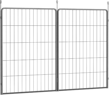 PawHut 2 шт. розширювальні панелі для огорожі для собак, 80 x 80 см, сталевий загін для цуценят та собак середніх розмірів, сірий (80 x 1,5 x 100 см)