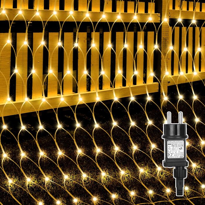 Льорочка з LED-підсвічуванням Withosent для ялинки, 400 LED, IP44, функція пам'яті, вологостійка, 8 режимів, тепле біле світло (3.5м)