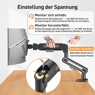 Кріплення для монітора ELIVED EV3235B-G: регульована підставка для монітора 17-34 дюймів, 2-12 кг, VESA 75/100mm, сірий