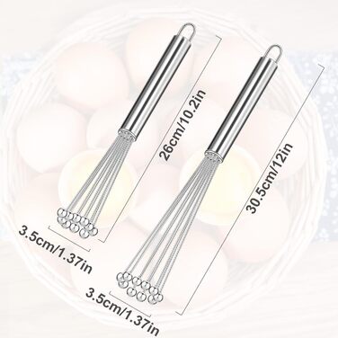 Набір міксерів-венчиків зі сталі (2 шт.) для кухні - ідеально для приготування, змішування та збивання