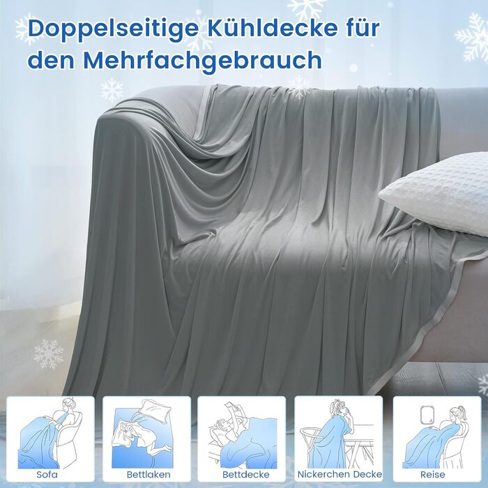 Охолоджуюча ковдра PHF Arc-Chill 220x240 см, двостороння, з ефектом самоохолодження, сіра (антрацит)