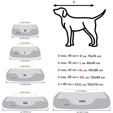 BedDog 2в1 лежанка для собак MAX Quattro, велике собаче гніздо з кордури, миється, з бортиком, диван для собак, для дому та вулиці, XL, Rock-Flow, сіро-антрацит, 100 x 85 x 23 см