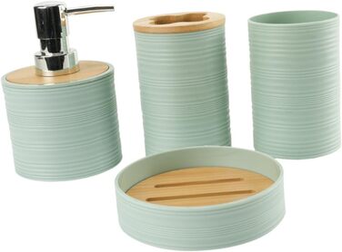 Набір аксесуарів для ванної кімнати Perfk: дозатор мила, тримач зубних щіток, стакан для ополіскувача, зелений