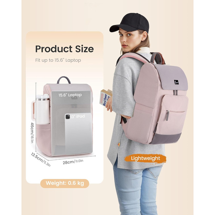 LOVEVOOK Рюкзак для підліток, дівчаток, водонепроникний, з відділенням для ноутбука 15.6