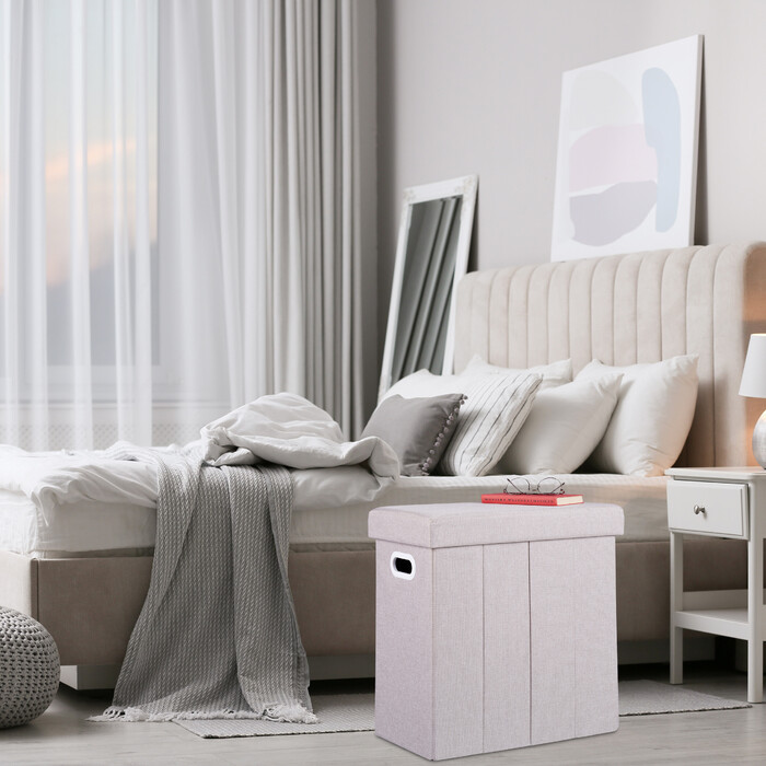 Бежевий пуф Relaxdays з місцем для зберігання