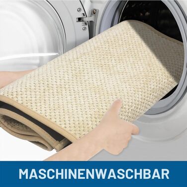 Килимок для ванної кімнати Badteppich Chenille, протиковзкий та вологопоглинаючий, 50x150 см, бежевий