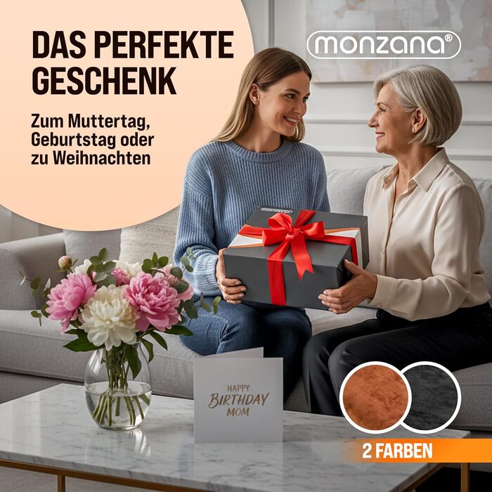 Електрична ковдра Monzana® 180x130 см, 120 Вт, 10 режимів нагріву, таймер, захист від перегріву, чорна/коричнева