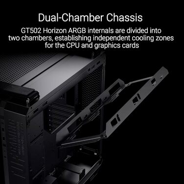 Корпус для ПК ASUS TUF GAMING GT502 Horizon TG ARGB Black - двокамерний, з 4 RGB вентиляторами, USB Type-C, чорний