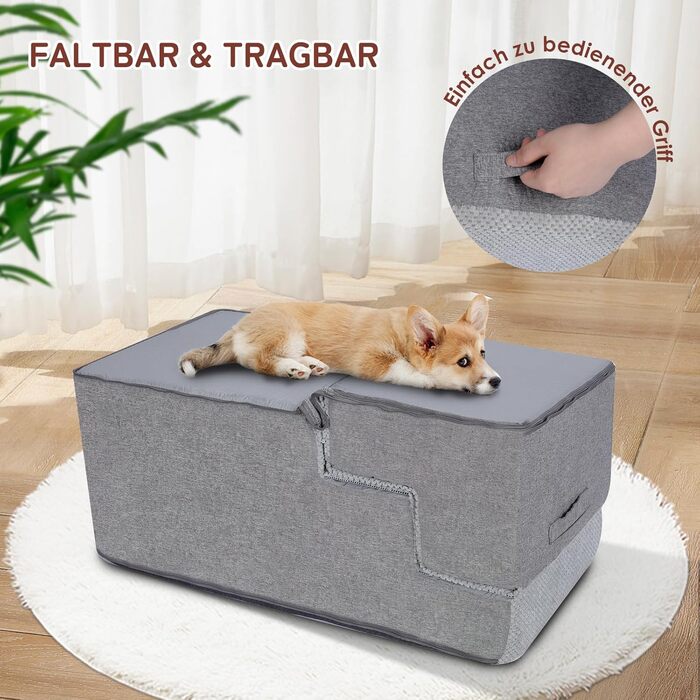 Dog stairs for small dogs, dog stairs, non-slip dog stairs with 5 steps, dog ramp bed washable, pet stairs made of high-density sponge, for injured & older dogs, cats
