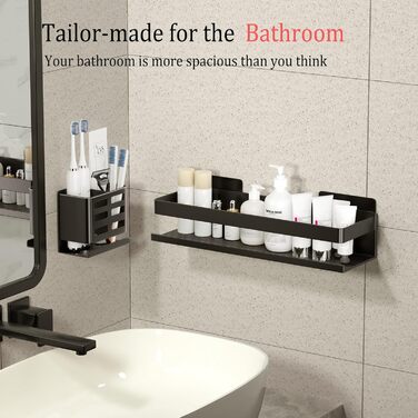 Алюмінієвий душовий кошик, 30 см, 2 шт. - Органайзер для ванної кімнати, настінний, самоклеючий (2 шт. в наборі)