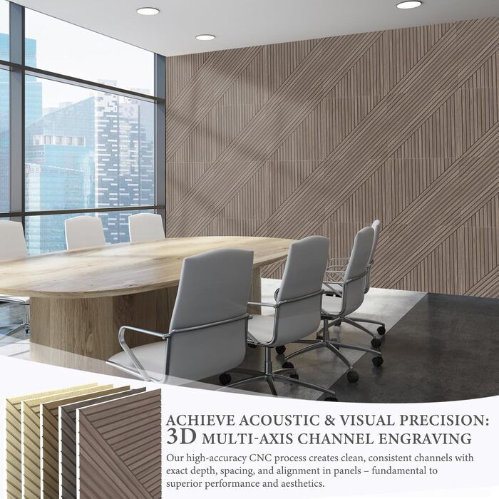 Акустичні панелі JBER (6 шт), самоклеючі звукопоглинаючі стінові панелі для офісу, студії та дому, 180 x 120 см, колір світкий горіх (тик)