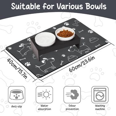 Силіконовий миска для собак та котів, 30 x 50 см, водовідштовхувальна, неслизька, сіра (L)