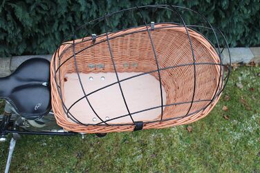 Корзина для велосипеда на багажник з лози з металевою сіткою та подушкою, XL або XXL. Підходить для перевезення багажу.