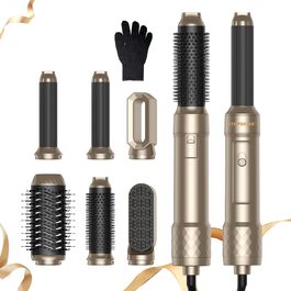 Atopskins Airstyler: Набір для укладки волосся 6-в-1 (фен-щітка, плойка, випрямляч), Золотий