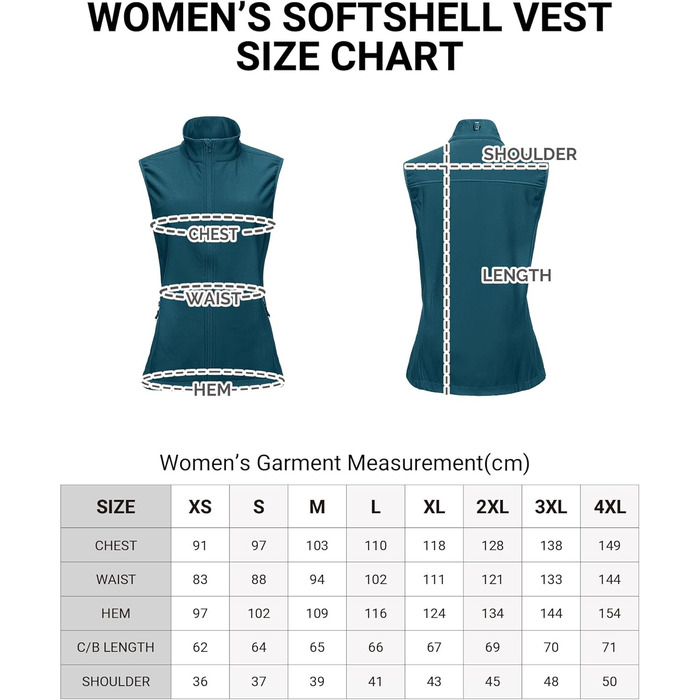 Жіноча софтшеллова жилетка Outdoor Ventures для бігу та спорту: легка, вітронепроникна, з флісовою підкладкою та 4 кишенями (XS, Nebel Blau)