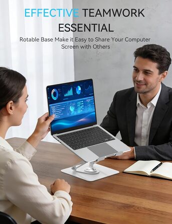 Підставка для ноутбука Soundance: регульована висота, 360° обертання, для екранів 10-15.6 дюймів, чорна