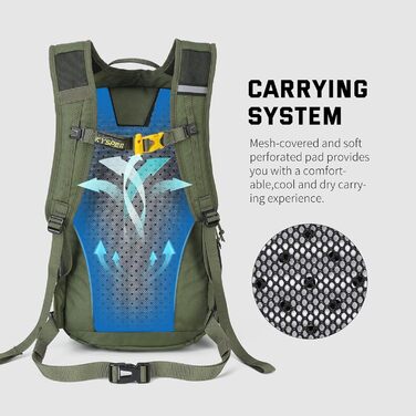 Light Hiking Backpack, Small Backpack with Ventilation, Trekking Backpack made of Breathable 3D Air Mesh Polyester, Camping, Outdoor Hiking Backpack (30L, Military Green-30l)