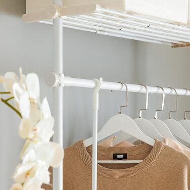SoBuy KLS07-SCH Telescopic Clothing Rack with 1 Clothes Rail and 3 Shelves Telescopic Wardrobe System Adjustable Clothes Rack B (52-80) x H (233-295) cm (White)