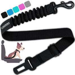 COOYOO Dog Safety Belt - Retractable Dog Car Harness with Elastic Bungee Buffer - Adjustable Nylon Pet Seat Belt for Car