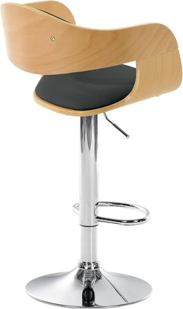Kingston Adjustable Bar Stool with Faux Leather Seat - Natural/Black Finish