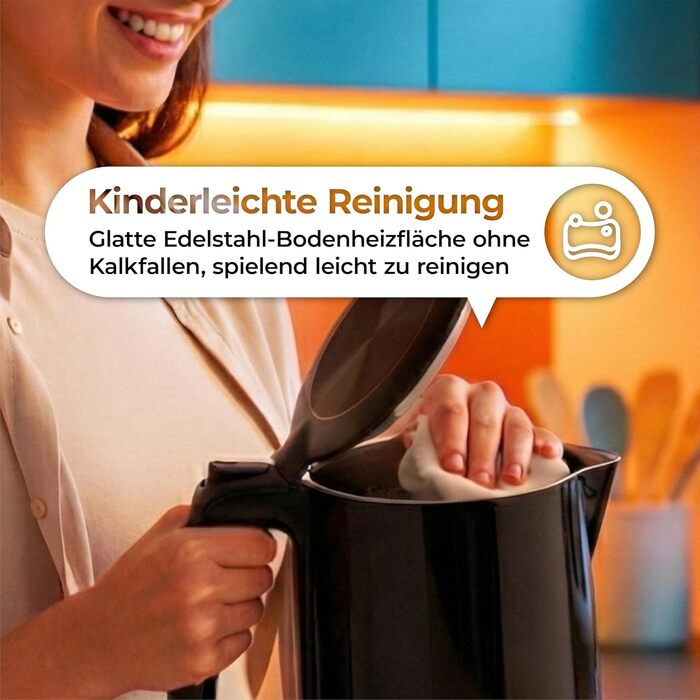 Електричний чайник Aeco AQA NEO з нержавіючої сталі, 1.7 л, 2150 Вт, без BPA, фільтр від накипу, бездротовий, CoolTouch, шампань сріблястий