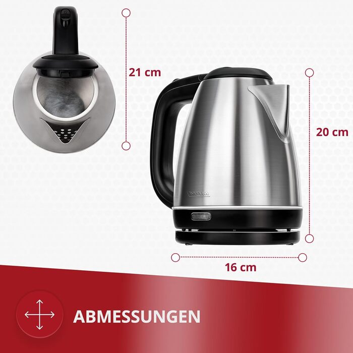 Електричний чайник MPM MCZ-85/G1, 1.7 л, без BPA, бездротовий, 360° обертання, антинакипний фільтр, автовимкнення, чорний, 2200W, нержавіюча сталь