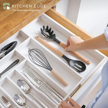 Органайзер для столових приборів і кухонного приладдя KitchenEdge, харчовий, розсувний 40,6-71,1 см, білий бамбук