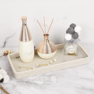 Bathroom Accessory Set, 4-Piece, Lotion Soap Dispenser, Toothbrush Holder, Qtip Holder, Vanity Tray for Decoration, Bathroom, Countertop, Vanity Organizer, Beige