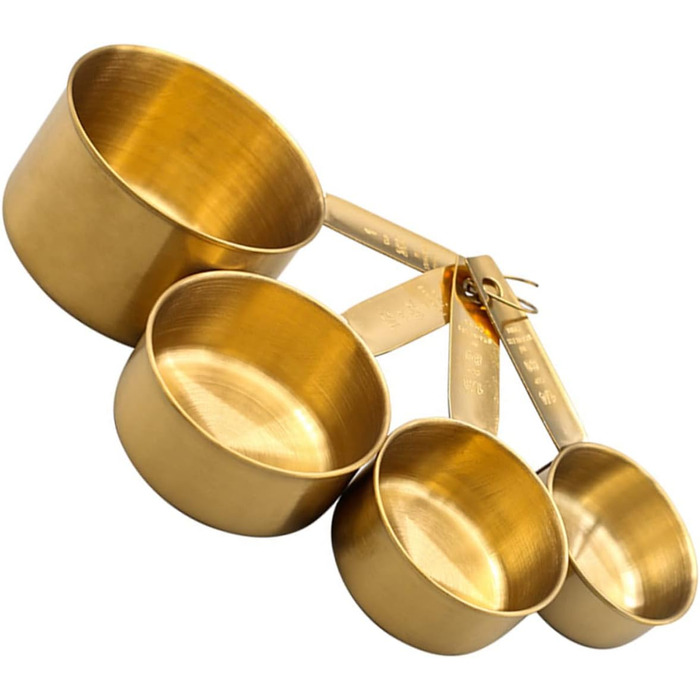BESTOYARD 2 Sets Stainless Steel Measuring Spoons Rustproof Measuring Spoons Tablespoons Measuring Spoons Measuring Cups Micro Scoop Measuring Scoop Measuring Cups Baking Stainless Steel Golden 4 Pieces * 2
