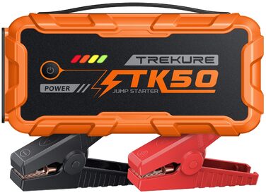 Powerbank для автомобіля 8000A Starthilfe (бензин/дизель 12.0L), 26800mAh, 12V пусковий пристрій з ліхтарем 800 люмен, 2xUSB, посилені кабелі, помаранчевий