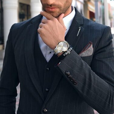 Чоловічий годинник на зап'ясті з нержавіючої сталі, водонепроникний, класичний, з великим циферблатом, мінімалістичний, аналоговий кварцовий годинник для чоловіків, блакитний (Ss-jb)