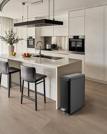 Сміттєвий бак для кухні 30 літрів, вузький, з м'яким закриттям, з педаллю, зелений