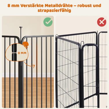 Вольєр для цуценят Yaheetech 12-секційний, 100 см, з замком, тихі труби, захист для підлоги, 8 мм металевий дріт, для квартири та саду