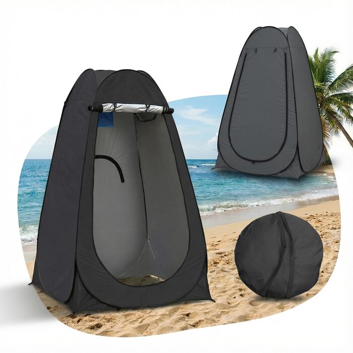 Намет для туалету CLIPOP Pop-Up, портативний, для душу, захист від сонця, водонепроникний, 120x120x190 см, чорний
