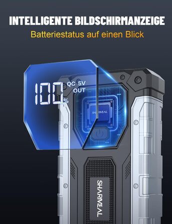 Powerbank для авто SHARMEAL 6000A: пусковий пристрій, 12V, LCD, LED, для бензинових та дизельних авто (до 10.0 л)