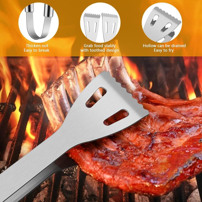 Набір інструментів для гриля BBQ, 16 шт. з нержавіючої сталі. Барбекю-утиліті, кухонні аксесуари для гриля, барбекю, приготування їжі на відкритому повітрі, для сім'ї, саду, вечірки