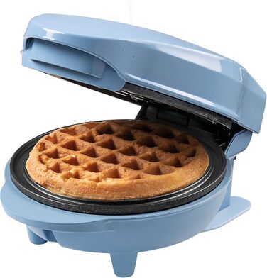 Bestron Mini-Waffeleisen: компактний вафельниця для класичних вафель з антипригарним покриттям, 550 Вт, блакитний колір, ідеально для свят та дітей