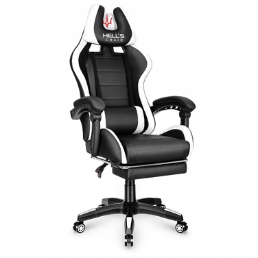 Ігрове офісне крісло Hell's Chair HC-1039 2.0 White з підніжкою