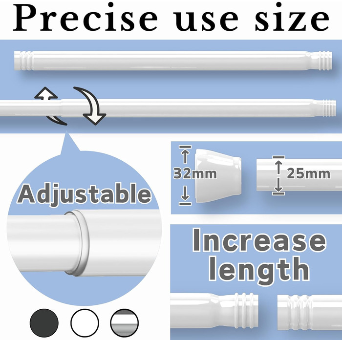 Держак для душу без свердління, штанга для душу з нержавіючої сталі, регульована, 85-160 см, чорний