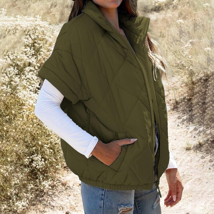 Пуховий жилет Daen, армійний зелений (XXL), з кишенями, на блискавці, для осені/зими