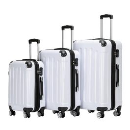 Набір валіз Beibye: 3 валізи з жорстким корпусом, роликові валізи для подорожей (білий)