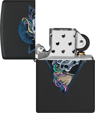 Запальничка Zippo з черепом коня, чорний матовий корпус, ефект Black Light, заправна, вітростійка, подарункова коробка, США