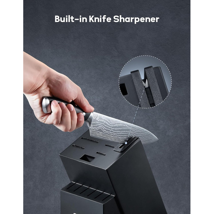Yabano 14-Piece Professional Knife Set with Sharpening Block - Stainless Steel Chef Knives with Plastic Handles & Wood Block